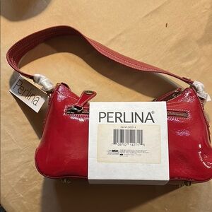 NWT Perlina Red Shoulder Bag Compact Leather Design